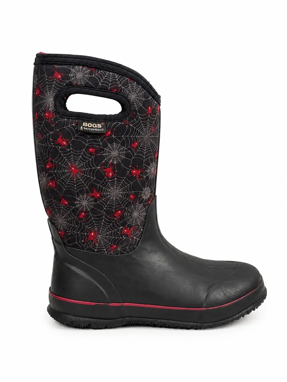 BOGS Waterproof Rain Boots Winter Snow Black Creepy Crawl Spider Print Kids 6